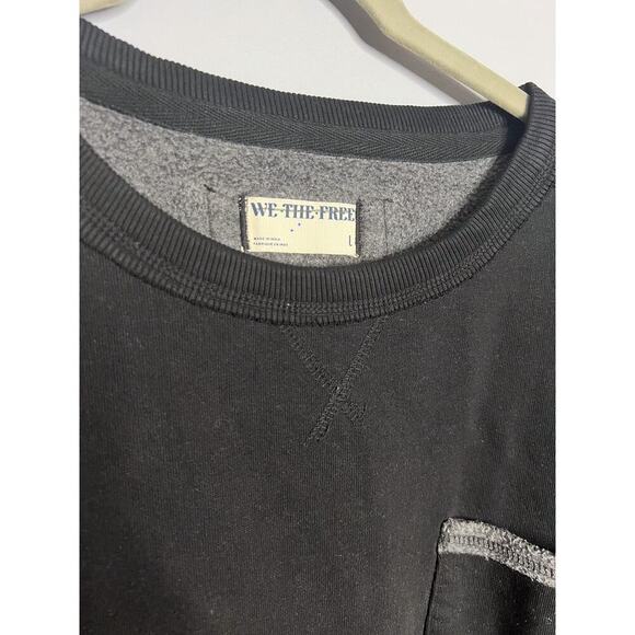 NEW Free People We The Free Wallace Pullover Crewneck Sweatshirt Black Large - Picture 5 of 6
